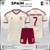 Áo Đội Tuyển Tây Ban Nha 2026 Sân Khách - Trắng Kem & Đỏ Rượu, Viền Vàng Đẳng Cấp