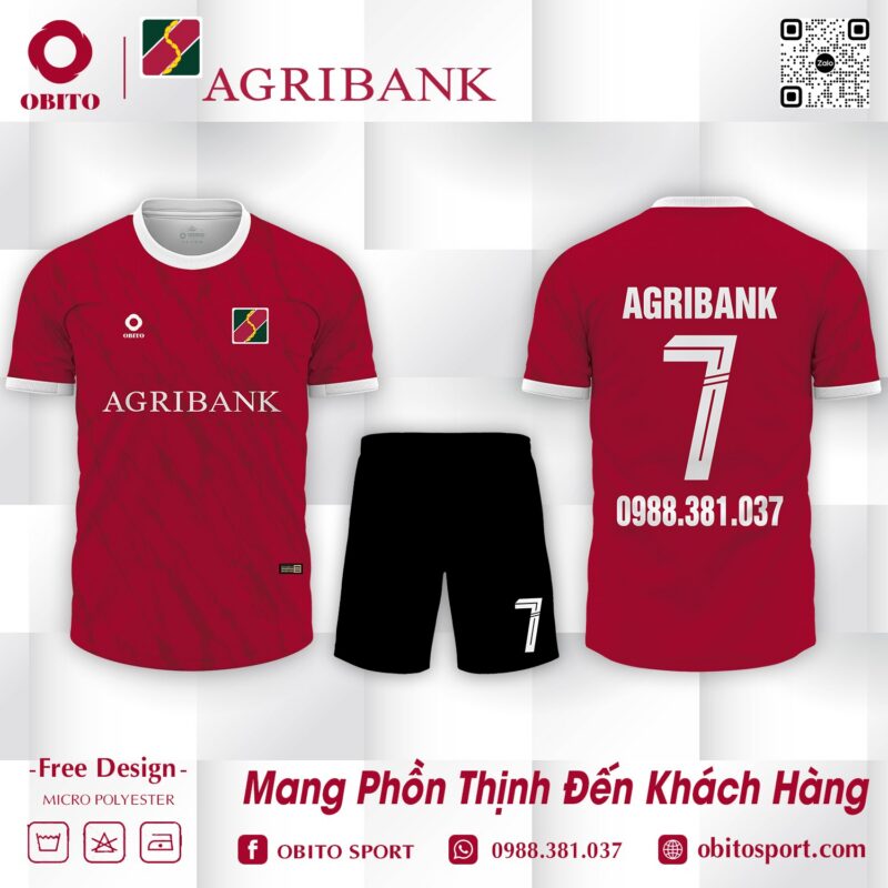 Áo đá bóng công ty Argibank đỏ đô