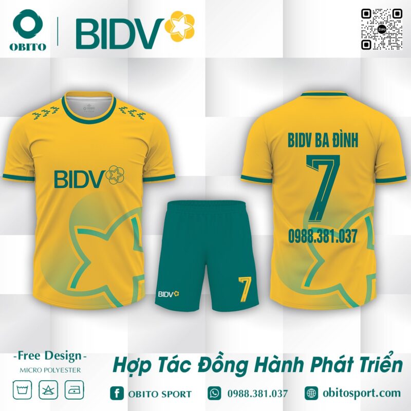 Áo đá bóng công ty Bidv vàng