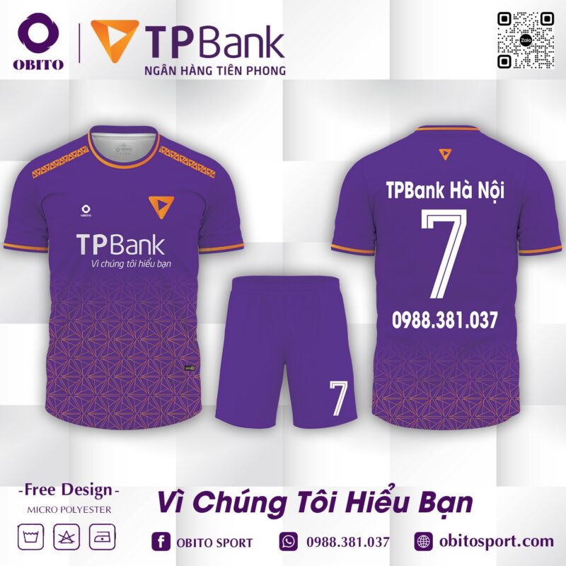 Áo đá bóng công ty Tp Bank Tím